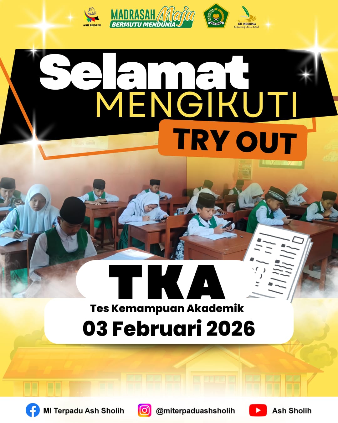Selamat Mengikuti Try Out TKA MI Terpadu Ash Sholih
